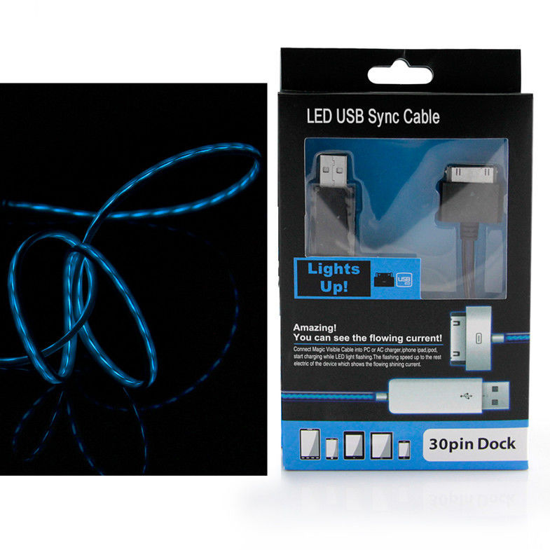 Goupille plate d'Apple 30 de lumière visible d'instantané de noir de nouille au câble d'USB 2,0
